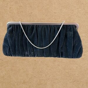 "Mary Kay" Black Velvet Clutch Silver Chain Handle. Pink interior with the logo